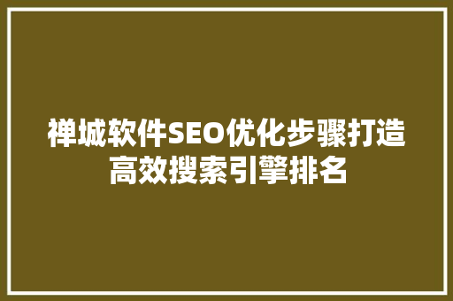 禅城软件SEO优化步骤打造高效搜索引擎排名