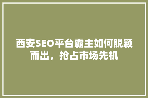 西安SEO平台霸主如何脱颖而出，抢占市场先机