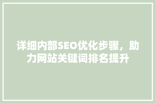 详细内部SEO优化步骤，助力网站关键词排名提升