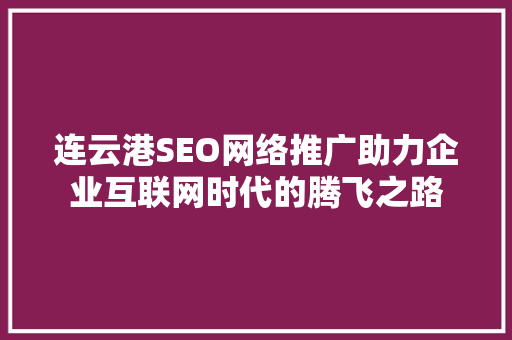 连云港SEO网络推广助力企业互联网时代的腾飞之路  第1张