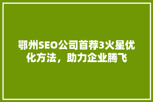 鄂州SEO公司首荐3火星优化方法，助力企业腾飞