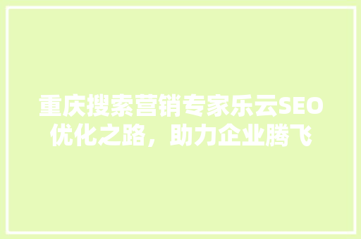 重庆搜索营销专家乐云SEO优化之路，助力企业腾飞