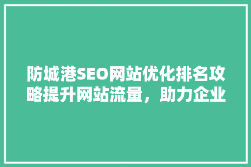 防城港SEO网站优化排名攻略提升网站流量，助力企业腾飞