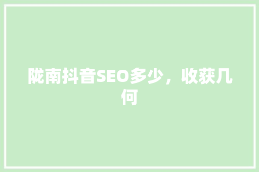 陇南抖音SEO多少，收获几何