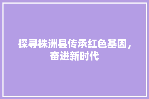 探寻株洲县传承红色基因，奋进新时代