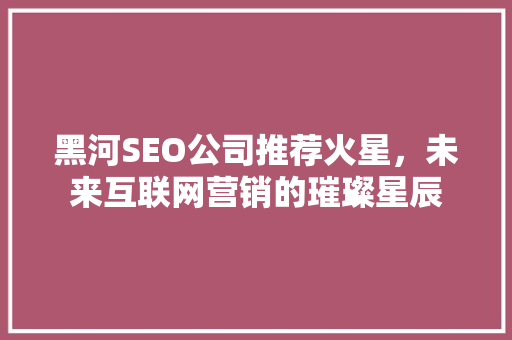 黑河SEO公司推荐火星，未来互联网营销的璀璨星辰