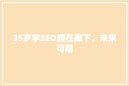 35岁学SEO路在脚下，未来可期