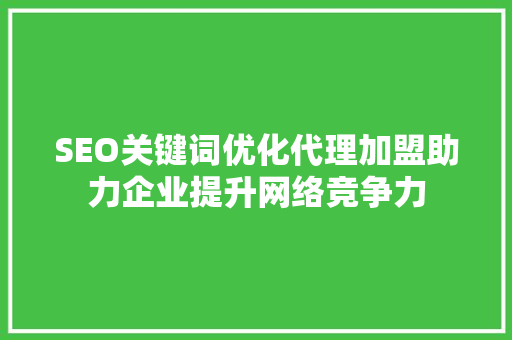 SEO关键词优化代理加盟助力企业提升网络竞争力  第1张