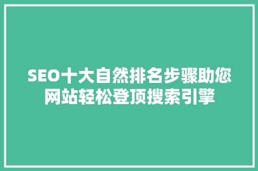 SEO十大自然排名步骤助您网站轻松登顶搜索引擎