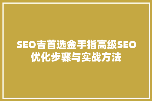 SEO吉首选金手指高级SEO优化步骤与实战方法