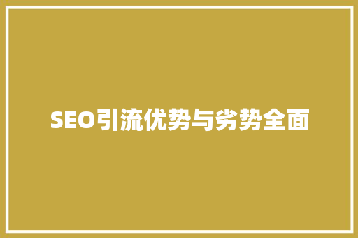 SEO引流优势与劣势全面
