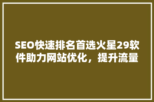 SEO快速排名首选火星29软件助力网站优化，提升流量与转化