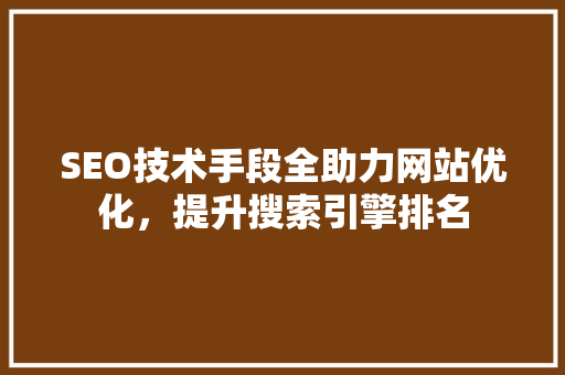 SEO技术手段全助力网站优化，提升搜索引擎排名
