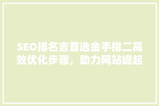 SEO排名吉首选金手指二高效优化步骤，助力网站崛起