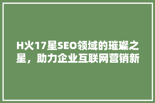 H火17星SEO领域的璀璨之星，助力企业互联网营销新篇章