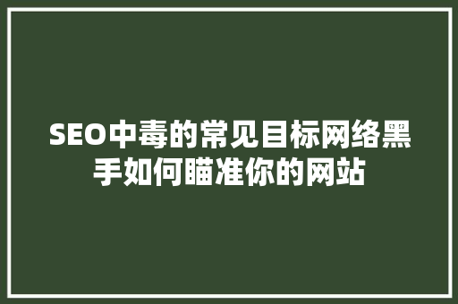 SEO中毒的常见目标网络黑手如何瞄准你的网站