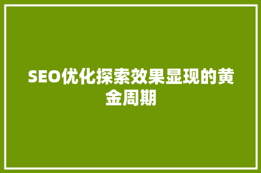 SEO优化探索效果显现的黄金周期