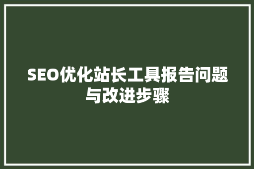 SEO优化站长工具报告问题与改进步骤