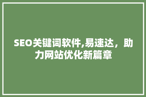 SEO关键词软件,易速达，助力网站优化新篇章