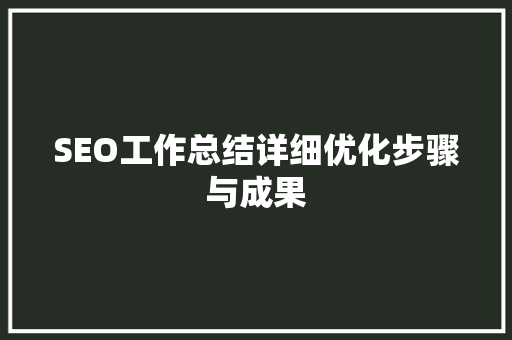 SEO工作总结详细优化步骤与成果