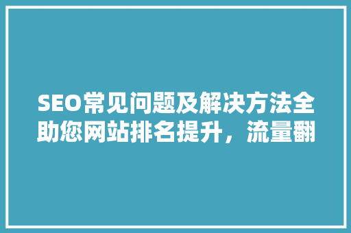 SEO常见问题及解决方法全助您网站排名提升，流量翻倍