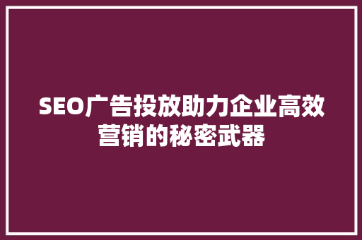 SEO广告投放助力企业高效营销的秘密武器