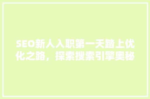 SEO新人入职第一天踏上优化之路，探索搜索引擎奥秘