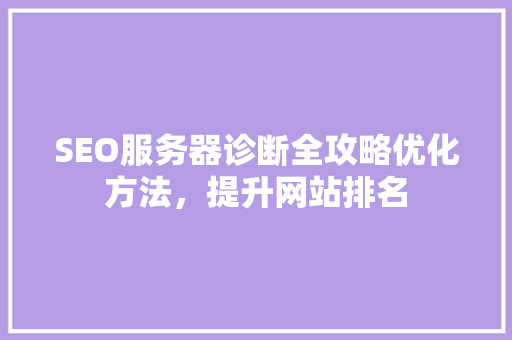 SEO服务器诊断全攻略优化方法，提升网站排名
