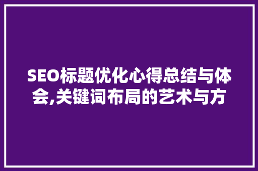 SEO标题优化心得总结与体会,关键词布局的艺术与方法