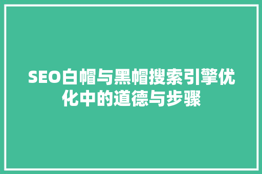 SEO白帽与黑帽搜索引擎优化中的道德与步骤