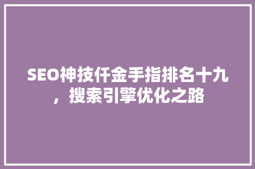 SEO神技仟金手指排名十九，搜索引擎优化之路