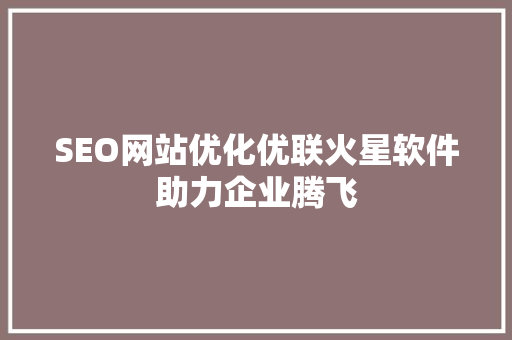 SEO网站优化优联火星软件助力企业腾飞