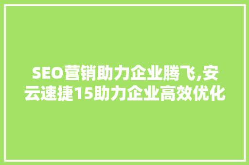 SEO营销助力企业腾飞,安云速捷15助力企业高效优化步骤