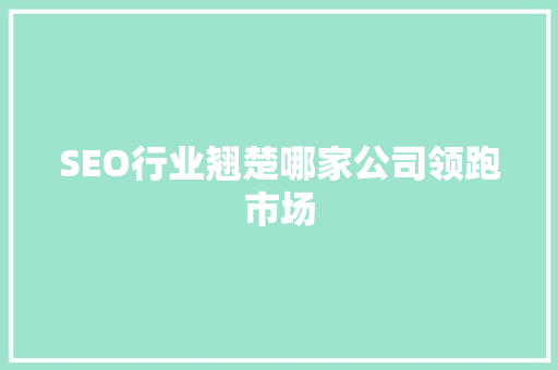 SEO行业翘楚哪家公司领跑市场
