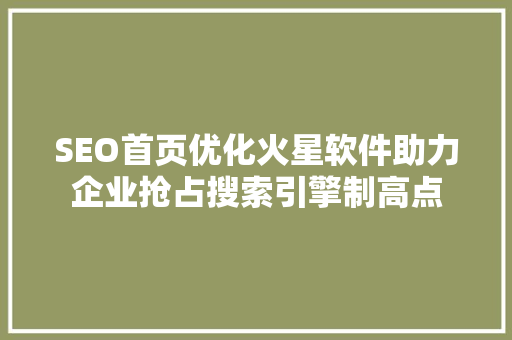 SEO首页优化火星软件助力企业抢占搜索引擎制高点
