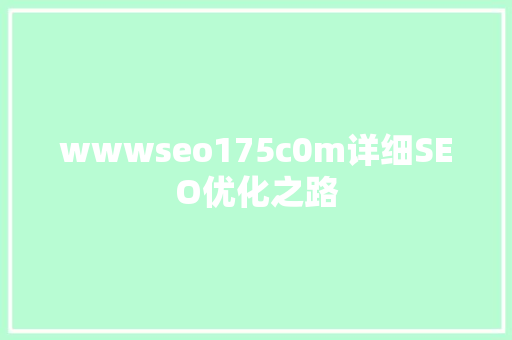 wwwseo175c0m详细SEO优化之路