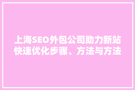 上海SEO外包公司助力新站快速优化步骤、方法与方法