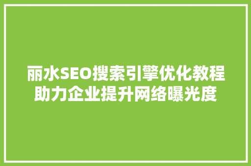 丽水SEO搜索引擎优化教程助力企业提升网络曝光度