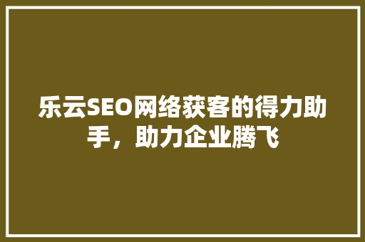 乐云SEO网络获客的得力助手，助力企业腾飞