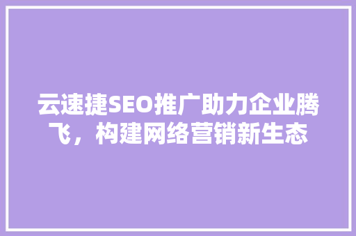 云速捷SEO推广助力企业腾飞，构建网络营销新生态