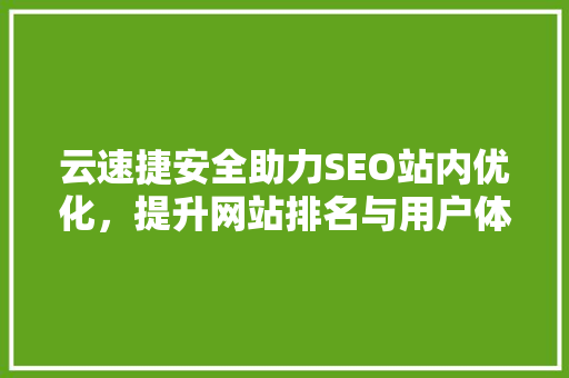 云速捷安全助力SEO站内优化，提升网站排名与用户体验