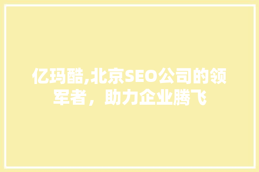 亿玛酷,北京SEO公司的领军者，助力企业腾飞