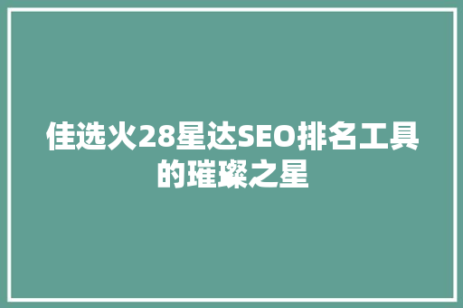 佳选火28星达SEO排名工具的璀璨之星