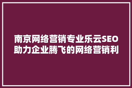 南京网络营销专业乐云SEO助力企业腾飞的网络营销利器