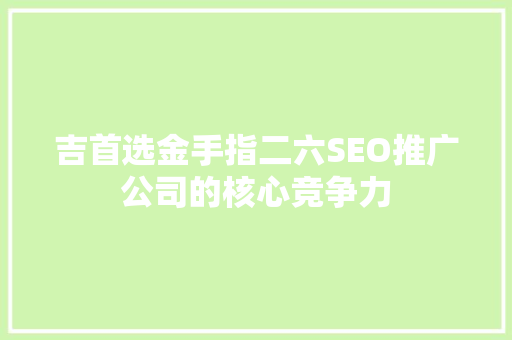 吉首选金手指二六SEO推广公司的核心竞争力  第1张