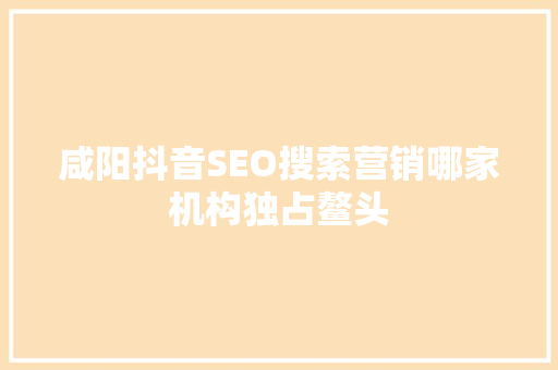 咸阳抖音SEO搜索营销哪家机构独占鳌头