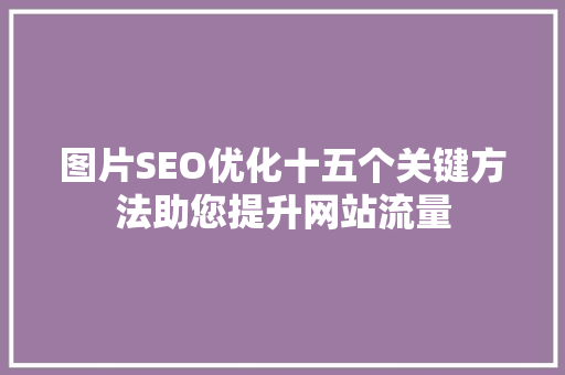 图片SEO优化十五个关键方法助您提升网站流量