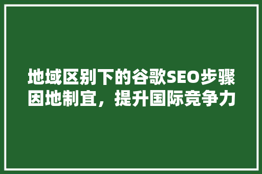 地域区别下的谷歌SEO步骤因地制宜，提升国际竞争力  第1张