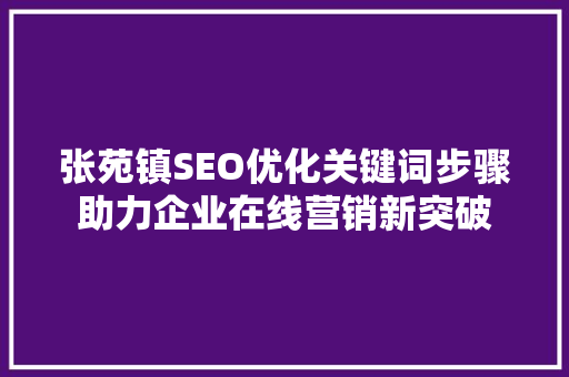 张苑镇SEO优化关键词步骤助力企业在线营销新突破  第1张