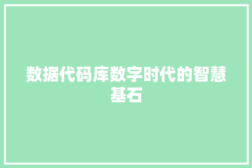 数据代码库数字时代的智慧基石